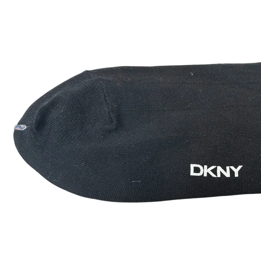DKNY Mens Mercerized Cotton Crew Socks Black‎ Logo Ribbed Dress Socks 753